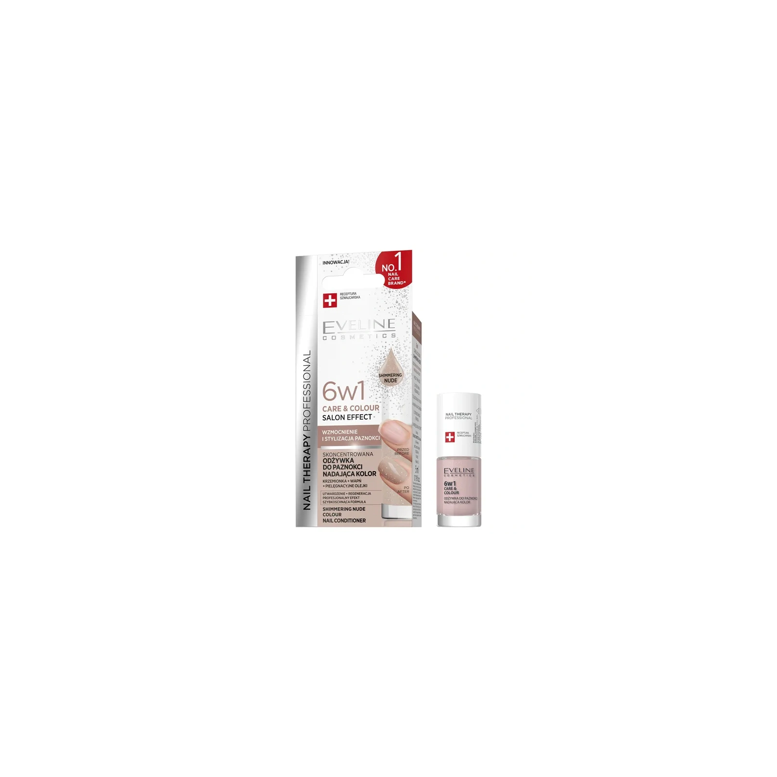 EVELINE Nail Therapy odżywka do paznokci Care&Colour 6w1 Shimmering Nude 5ml