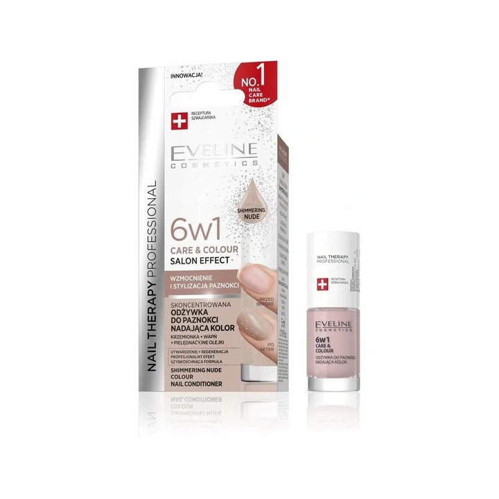 EVELINE Nail Therapy odżywka do paznokci Care&Colour 6w1 Shimmering Nude 5ml