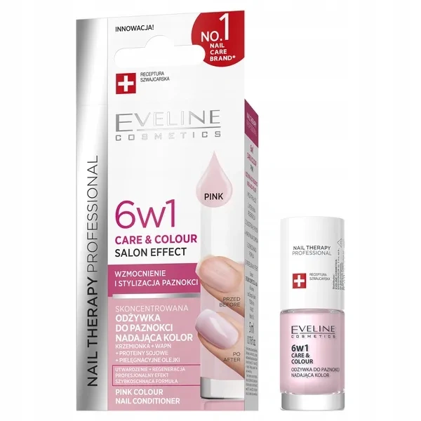 EVELINE Nail Therapy odżywka do paznokci Care&Colour 6w1 Pink 5ml