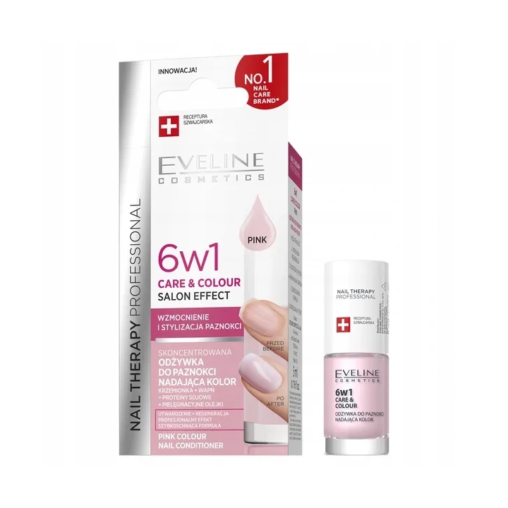 EVELINE Nail Therapy odżywka do paznokci Care&Colour 6w1 Pink 5ml