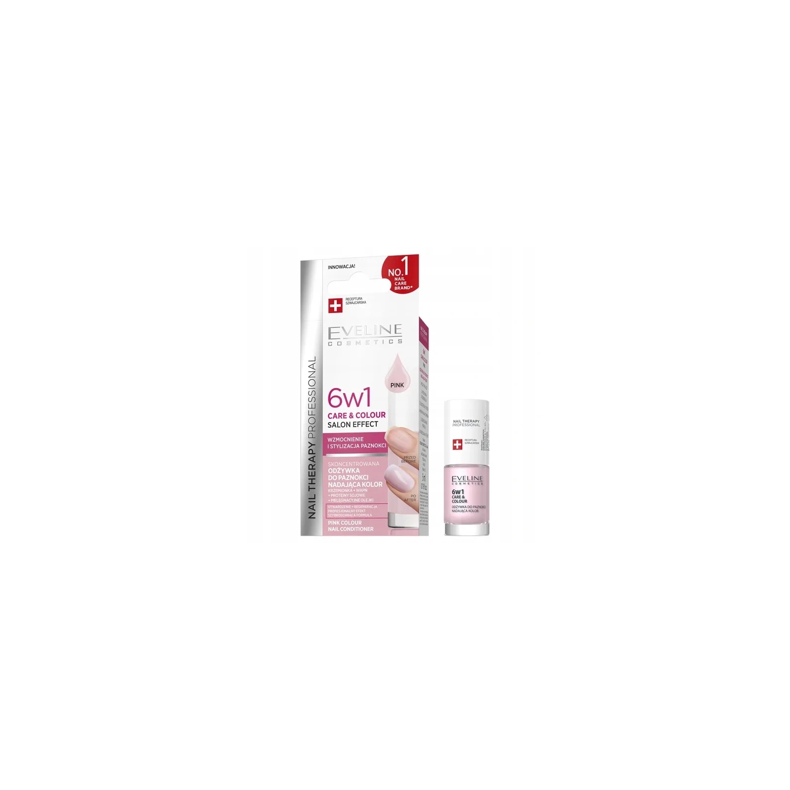 EVELINE Nail Therapy odżywka do paznokci Care&Colour 6w1 Pink 5ml