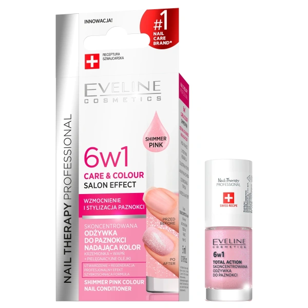 EVELINE Nail Therapy 6w1 Care & Colour odżywka do paznokci Shimmer Pink 5ml