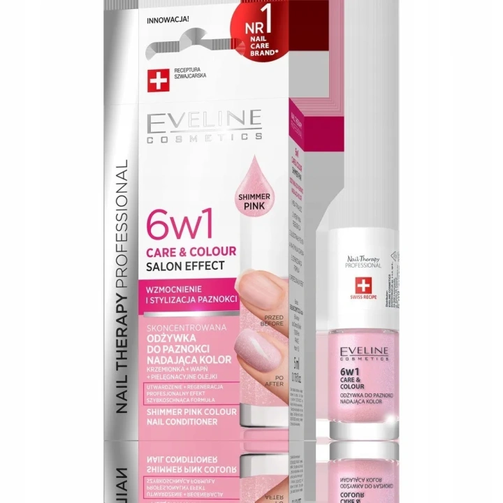 EVELINE Nail Therapy 6w1 Care & Colour odżywka do paznokci Shimmer Pink 5ml