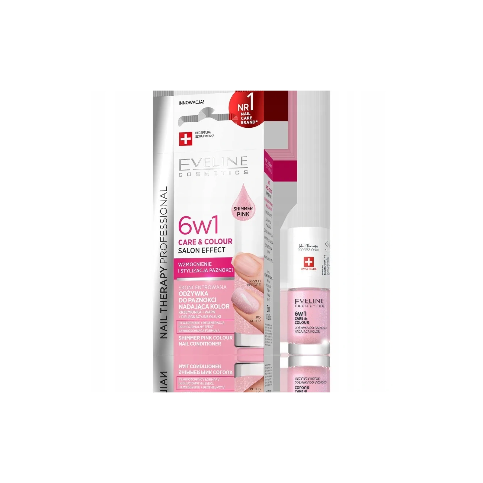 EVELINE Nail Therapy 6w1 Care & Colour odżywka do paznokci Shimmer Pink 5ml