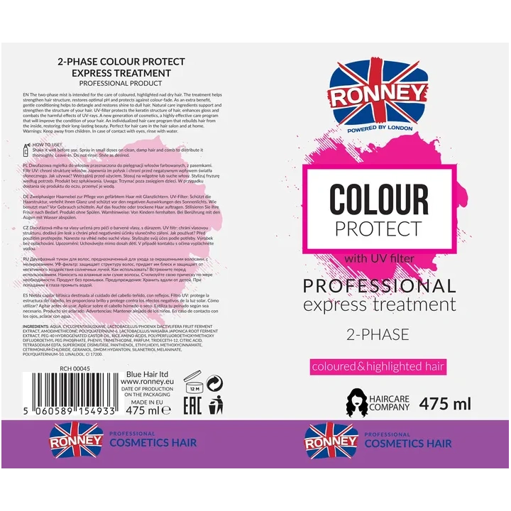 RONNEY Express Treatment Color Protect odżywka dwufazowa do włosów farbowanych 285ml