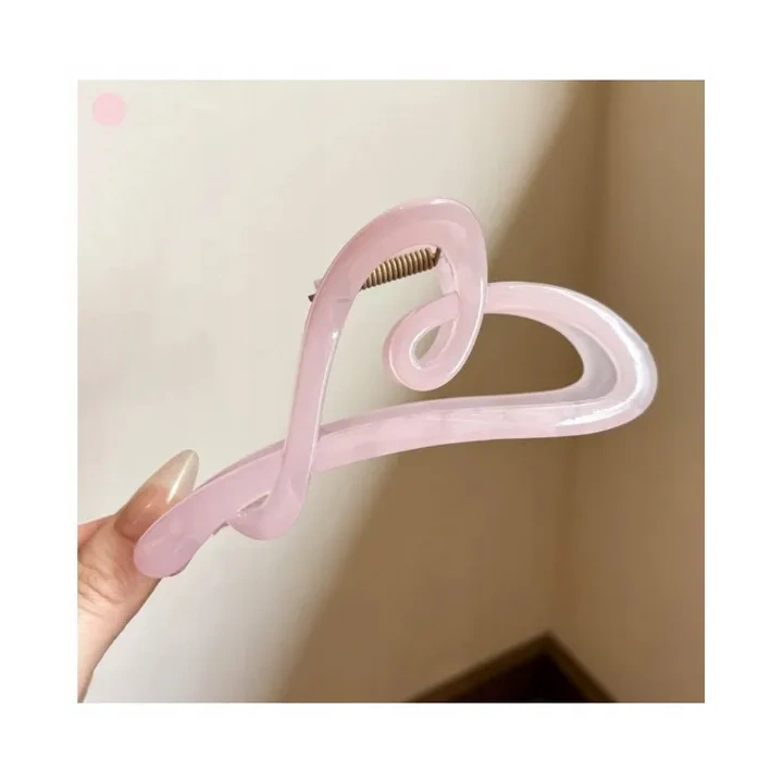 ECARLA spinka do włosów XL Serce transparentna 12x5cm Różowa SP371 