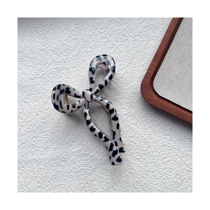 ECARLA spinka do włosów Kokarda panterka 11x6cm Brązowa SP370 