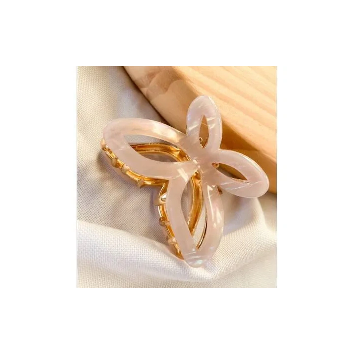 ECARLA spinka do włosów metalowa Motylek masa perłowa Różowa SP237R 
