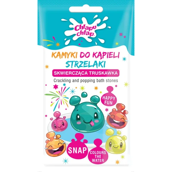ESTETICA Chlapu Chlap Strzelaki kamyki do kąpieli Skwiercząca Truskawka Turkus 30g