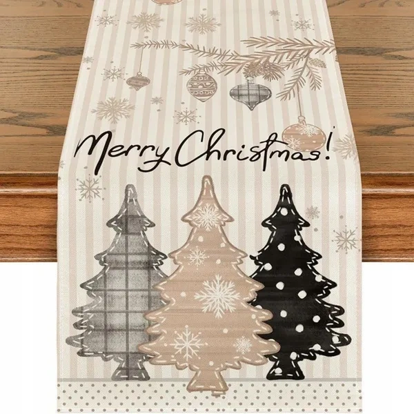 ECARLA Boże Narodzenie bieżnik na stół świąteczny 180x33cm Choinki BZK07