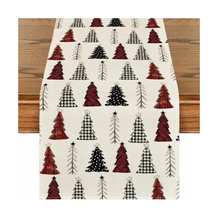 ECARLA Boże Narodzenie bieżnik na stół świąteczny 180x33cm Choinki BZK08