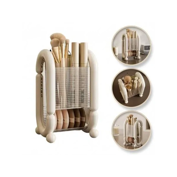 ECARLA organizer na pędzle i kosmetyki 20x12x10cm Kremowy CB59 