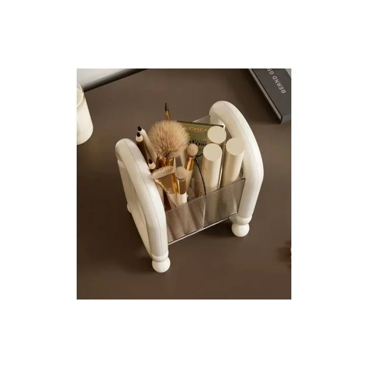 ECARLA organizer na pędzle i kosmetyki 20x12x10cm Kremowy CB59 