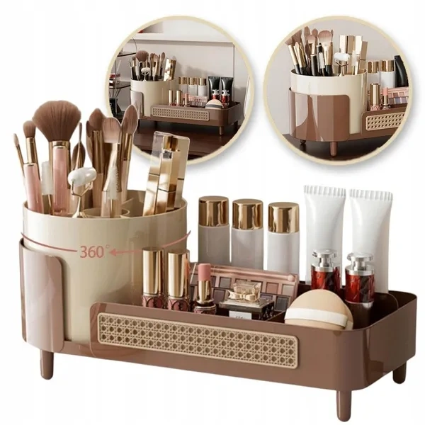 ECARLA organizer na pędzle kosmetyki, obrotowy, plecionka wiedeńska 34,5x7,8x15cm CB75BR