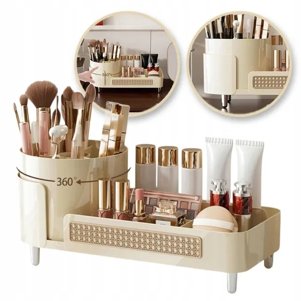 ECARLA organizer na pędzle kosmetyki, obrotowy, plecionka wiedeńska 34,5x7,8x15cm CB75K