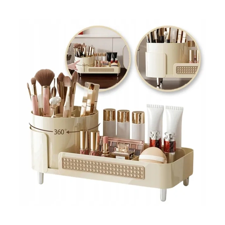 ECARLA organizer na pędzle kosmetyki, obrotowy, plecionka wiedeńska 34,5x7,8x15cm CB75K