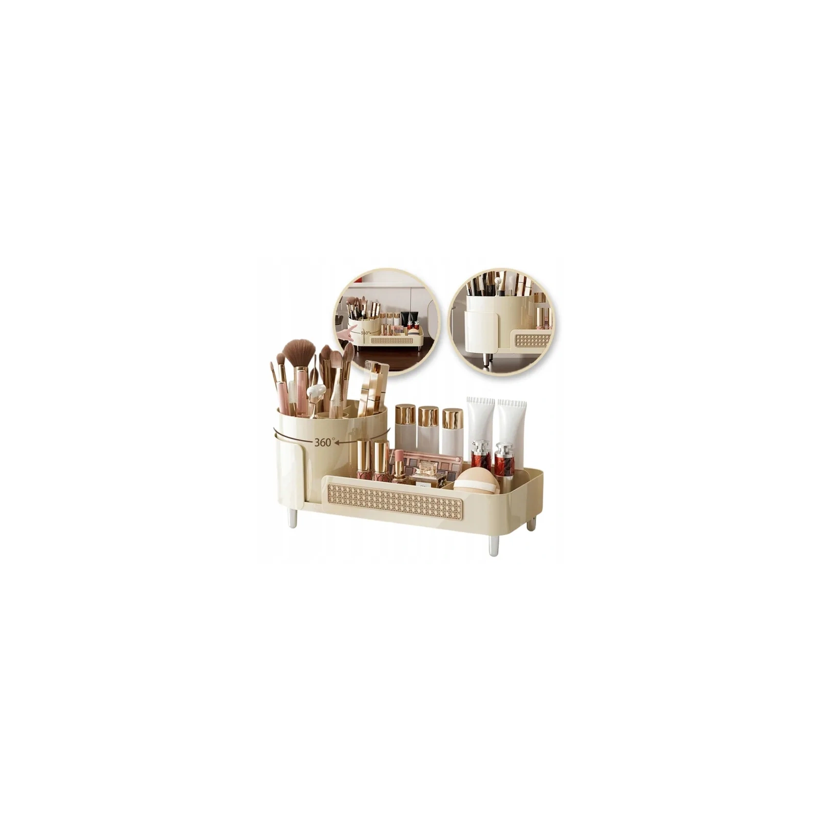 ECARLA organizer na pędzle kosmetyki, obrotowy, plecionka wiedeńska 34,5x7,8x15cm CB75K