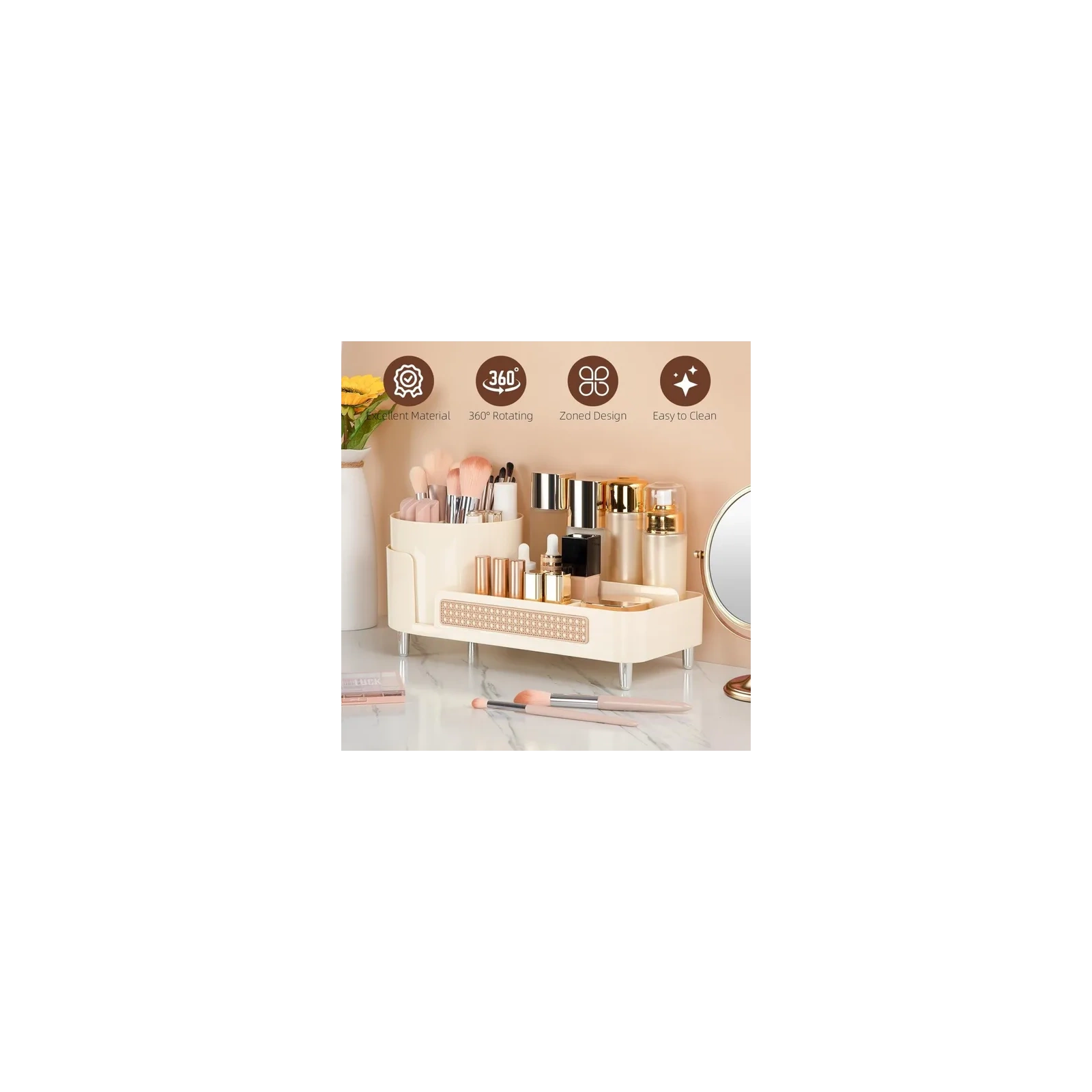 ECARLA organizer na pędzle kosmetyki, obrotowy, plecionka wiedeńska 34,5x7,8x15cm CB75K