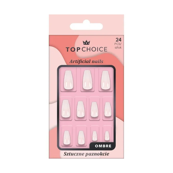 TOP CHOICE sztuczne paznokcie bez kleju Ombre Ballerina 24szt