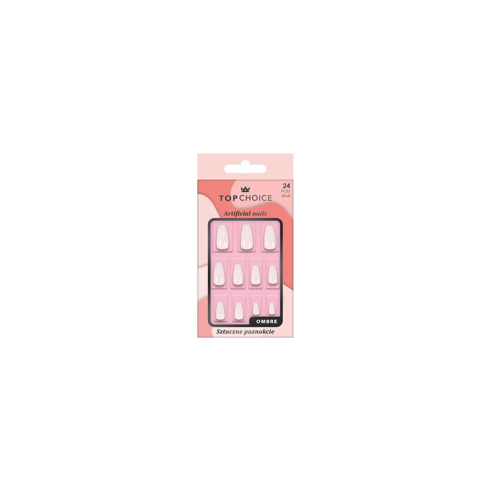 TOP CHOICE sztuczne paznokcie bez kleju Ombre Ballerina 24szt