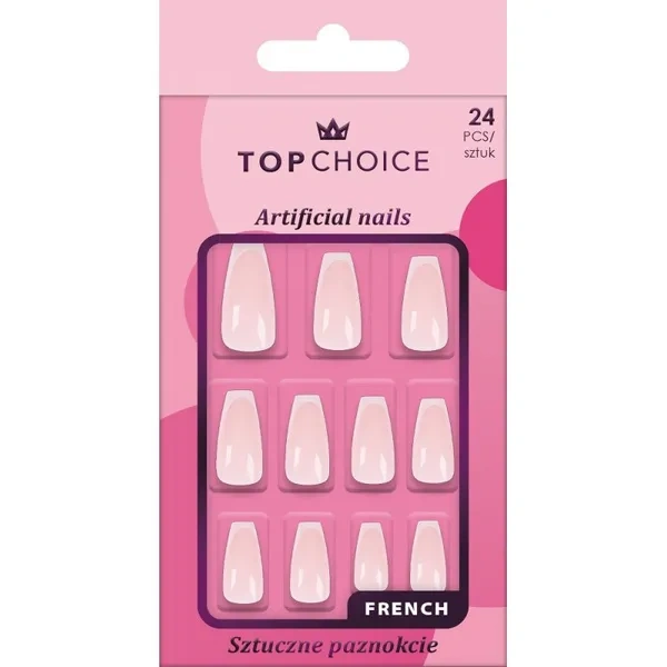 TOP CHOICE sztuczne paznokcie bez kleju French Ballerina 24szt
