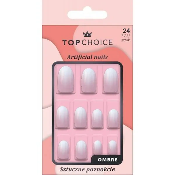 TOP CHOICE sztuczne paznokcie bez kleju, Ombre 78453 24szt 