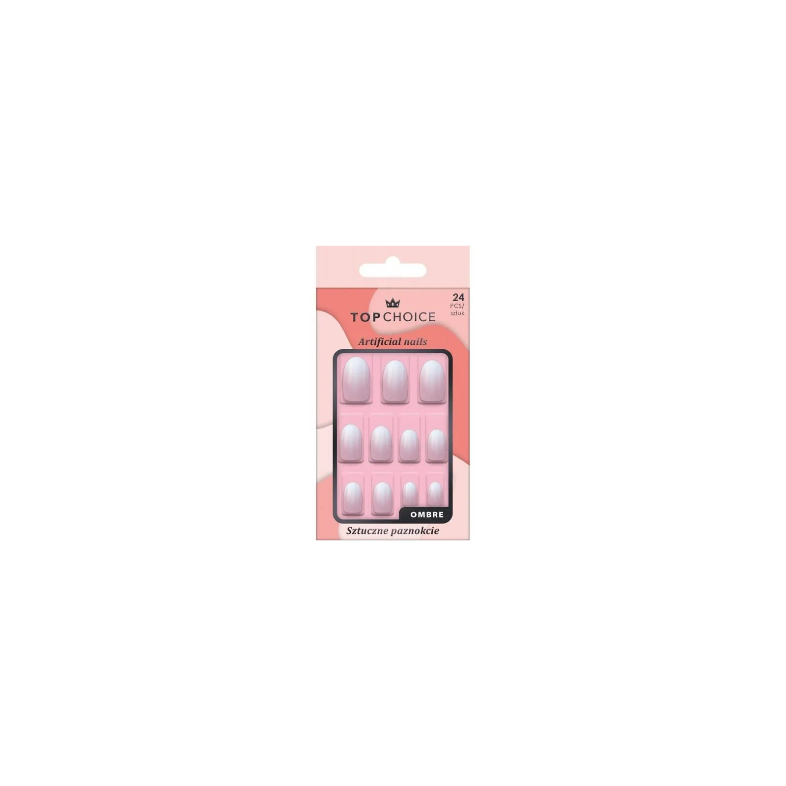 TOP CHOICE sztuczne paznokcie bez kleju, Ombre 78453 24szt 
