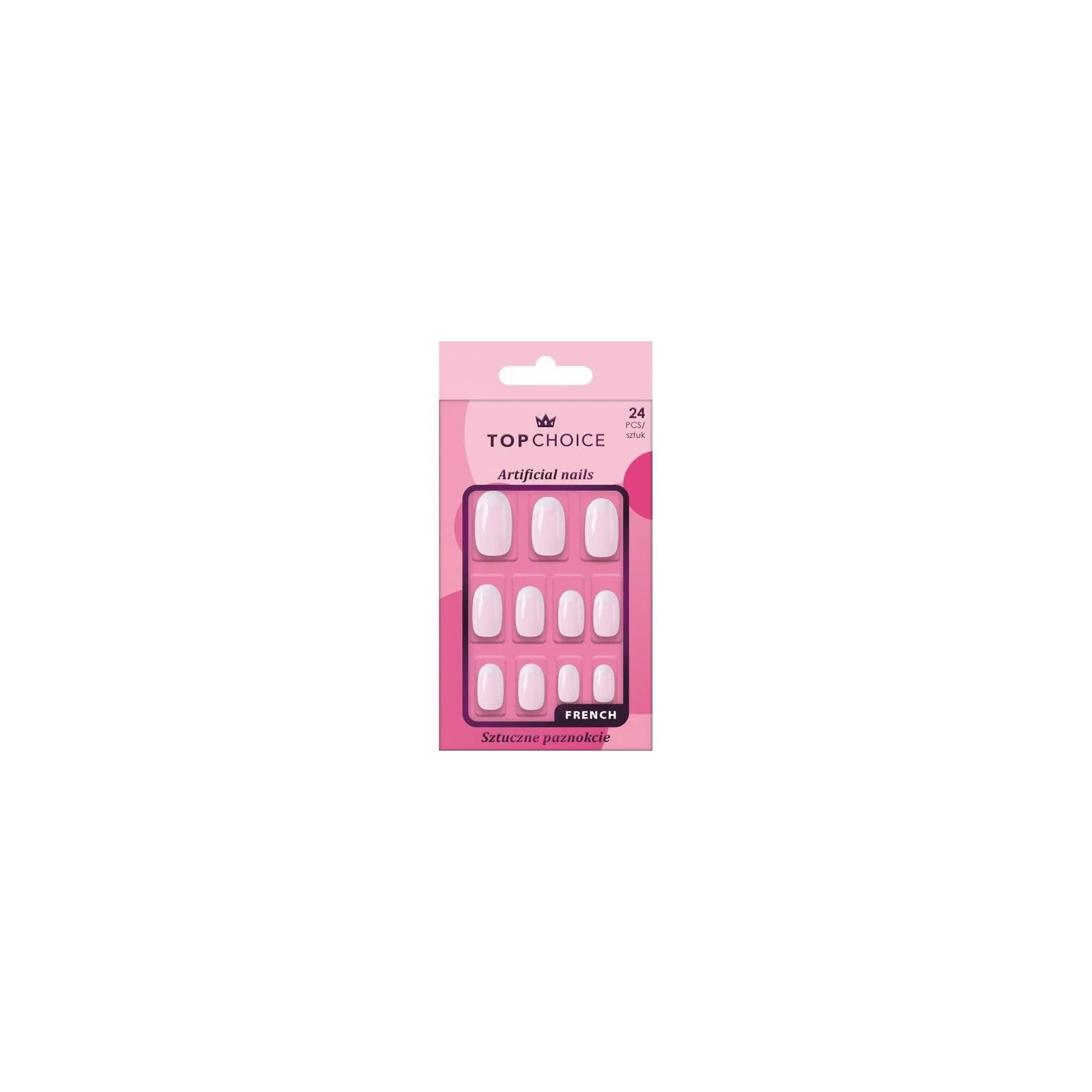 TOP CHOICE sztuczne paznokcie bez kleju, French 78408 24szt 