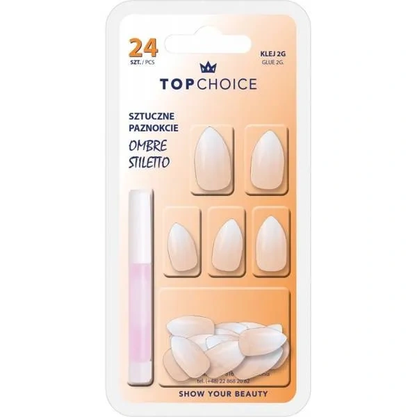 TOP CHOICE sztuczne paznokcie Ombre Stiletto 24szt