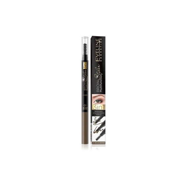 EVELINE Brow Styler 3w1 kredka do brwi 02 Dark Brown 3g