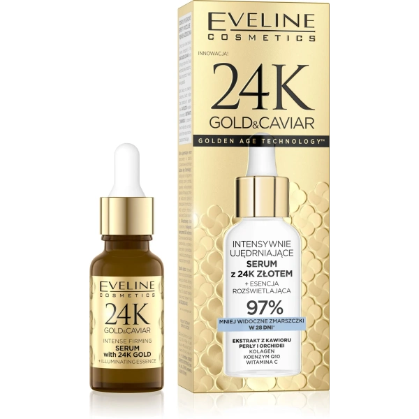 EVELINE 24K Gold&Caviar intensywnie ujędrniające serum do twarzy z 24K złotem 18ml