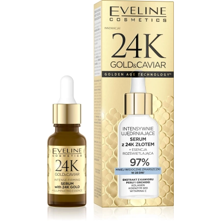 EVELINE 24K Gold&Caviar intensywnie ujędrniające serum do twarzy z 24K złotem 18ml