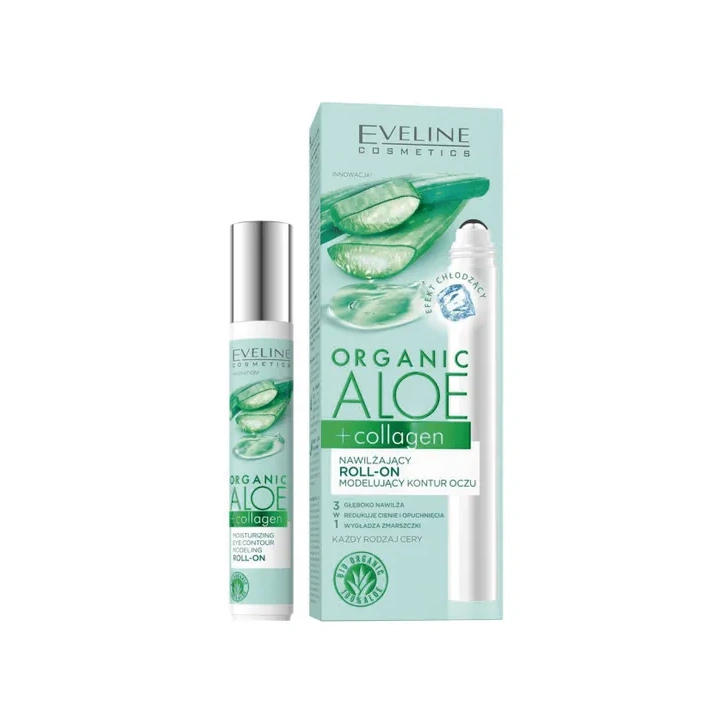 EVELINE Organic Aloe+Collagen roll-on pod oczy 15ml