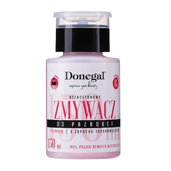 DONEGAL Zmywacz do paznokci bezacetonowy z dozownikiem Truskawka 150ml