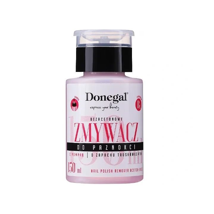 DONEGAL Zmywacz do paznokci bezacetonowy z dozownikiem Truskawka 150ml