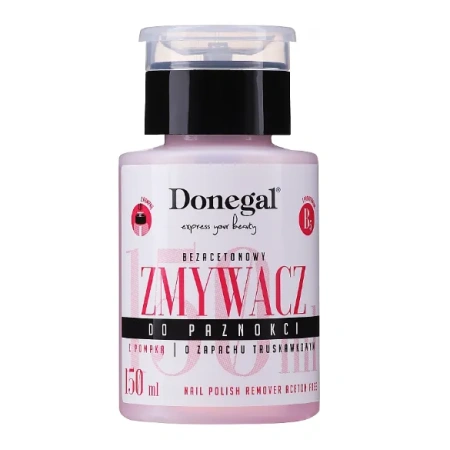 DONEGAL Zmywacz do paznokci bezacetonowy z dozownikiem Truskawka 150ml