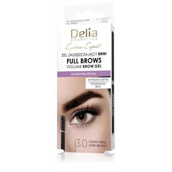 DELIA Eyebrow Expert Full Brows żel zagęszczający brwi 3.0 Ciemny Brąz 7ml