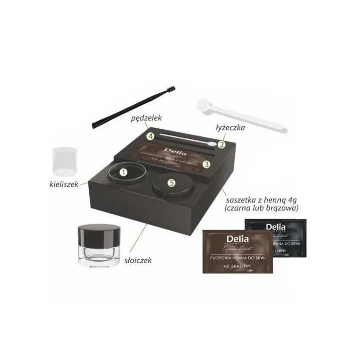 DELIA Eyebrow Expert Pudrowa henna do brwi 4.0 Brąz 4g