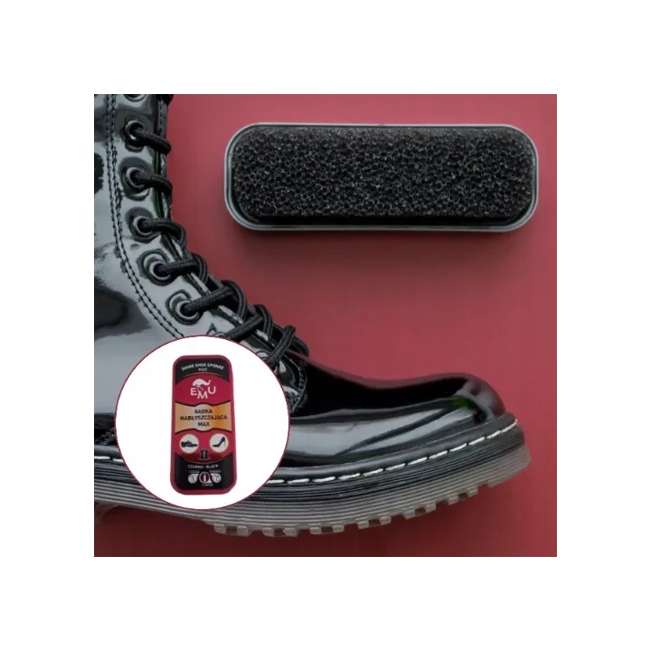 EMU Shine Shoe Sponge gąbka do butów z pastą nabłyszczająca Max czarna