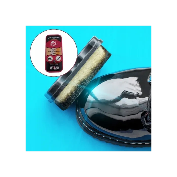 EMU Shine Shoe Sponge gąbka do butów z pastą nabłyszczająca Max czarna