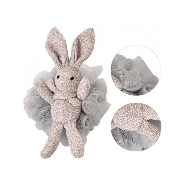 ECARLA myjka gąbka do mycia ciała na mokro Falbanki Bunny Szara 15cm GB10SZ