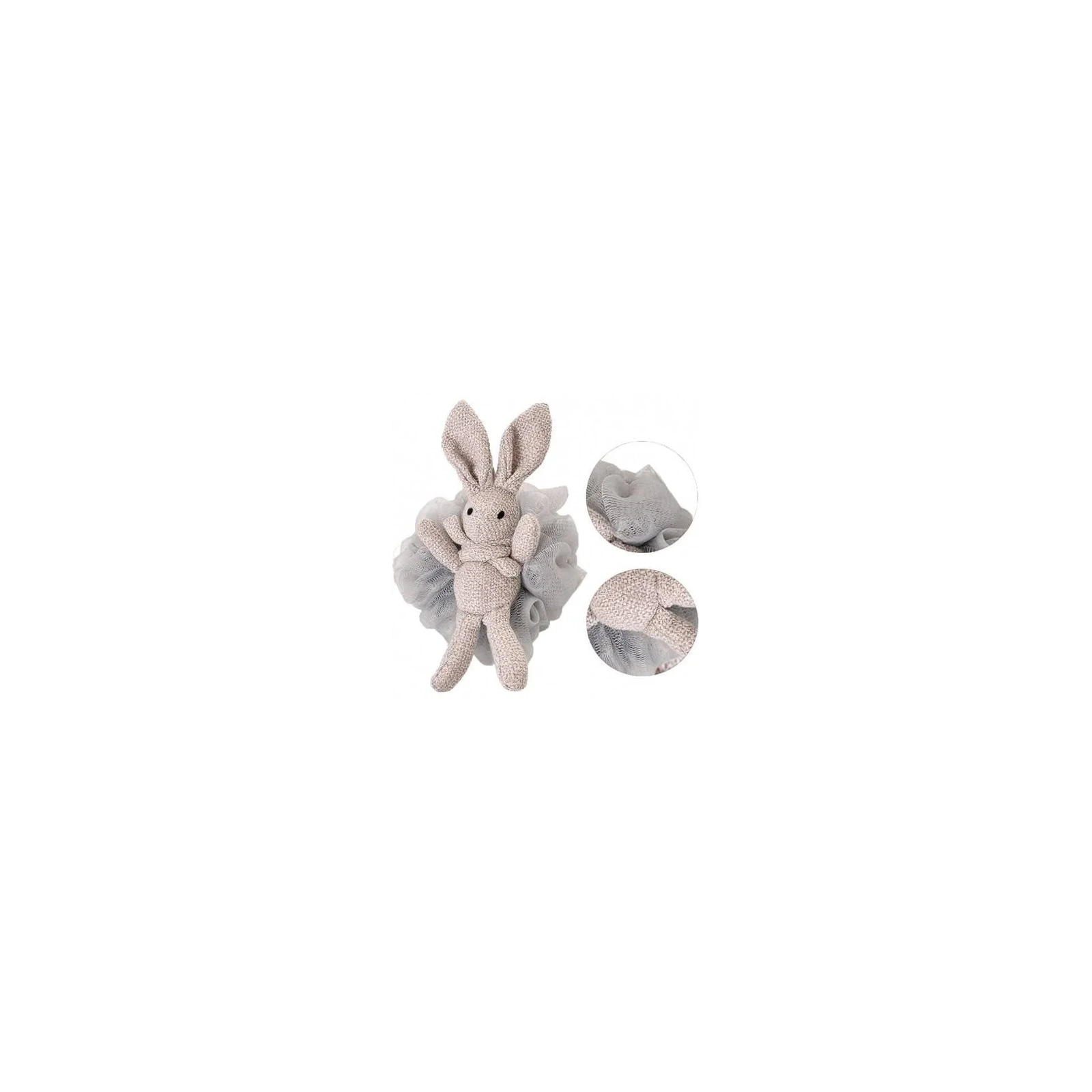 ECARLA myjka gąbka do mycia ciała na mokro Falbanki Bunny Szara 15cm GB10SZ