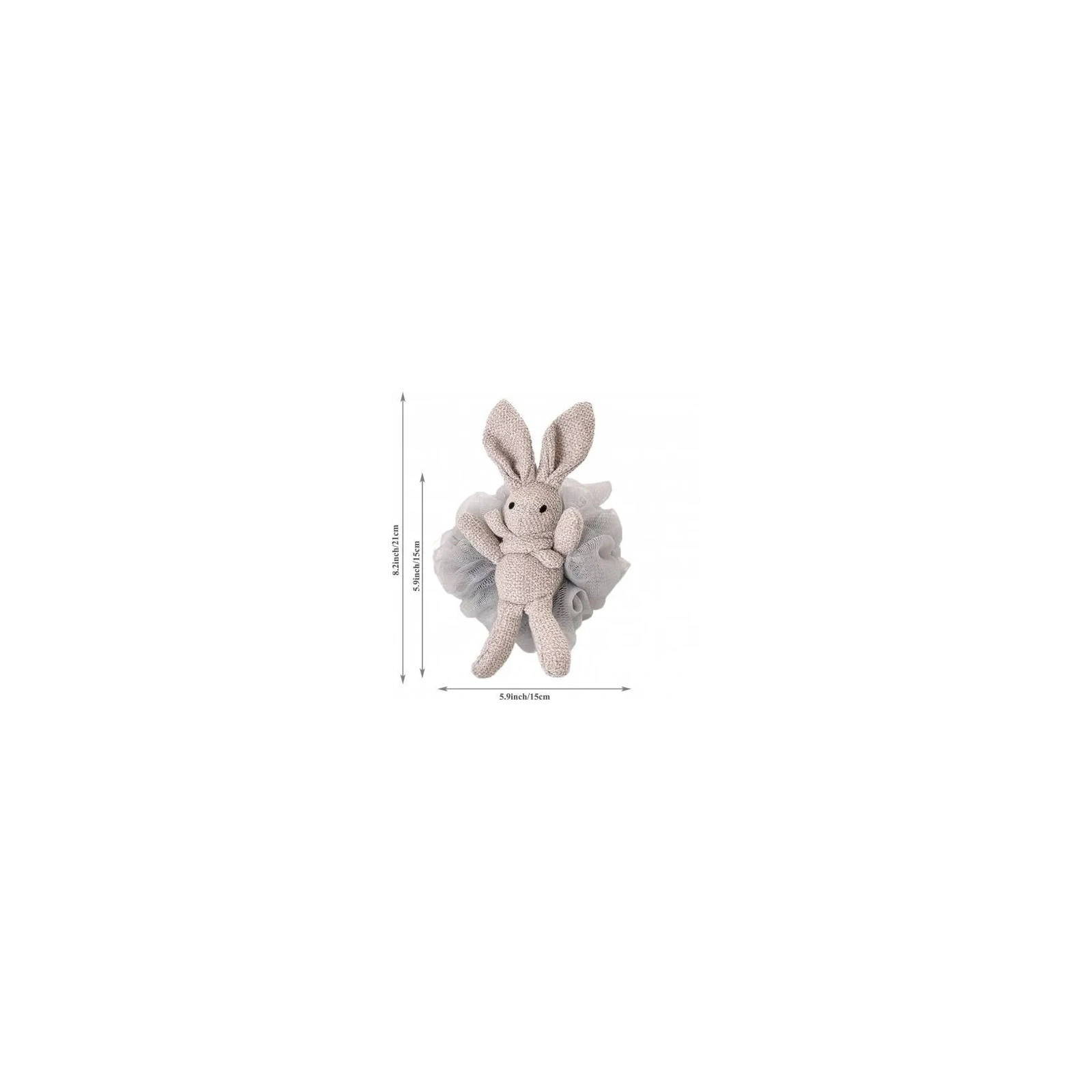 ECARLA myjka gąbka do mycia ciała na mokro Falbanki Bunny Szara 15cm GB10SZ