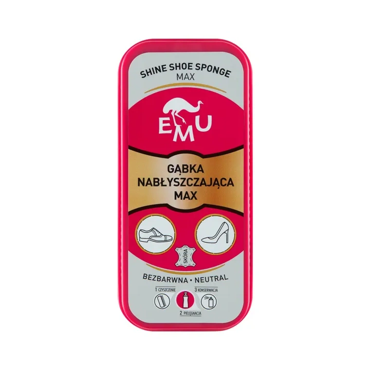 EMU Shine Shoe Sponge gąbka do butów z pastą nabłyszczająca Max bezbarwna 