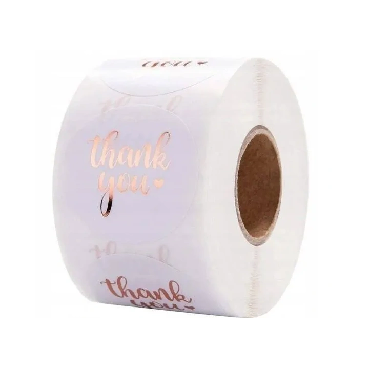 ECARLA naklejki Thank You opalizujące Rose Gold NNK07 500szt 