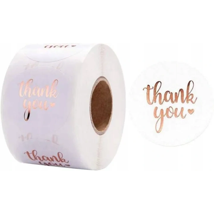 ECARLA naklejki Thank You opalizujące Rose Gold NNK07 500szt 