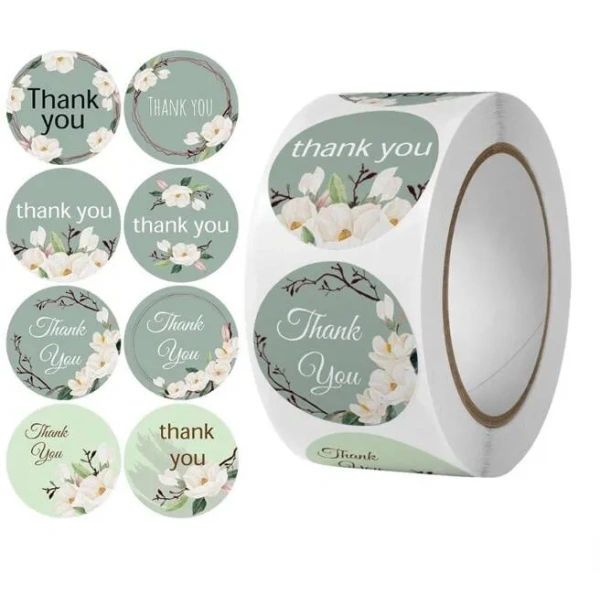 ECARLA naklejki na taśmie Thank You 25mm Boho NNK06 500szt