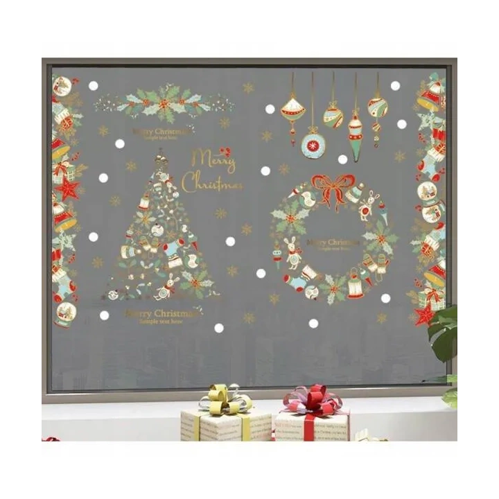 ECARLA naklejki na szybę świąteczne kolorowe 2 arkusze 90x30cm NKD22 