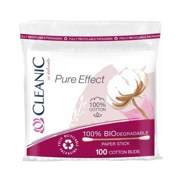 CLEANIC Pure Effect biodegradowalne patyczki higieniczne w folii 100szt