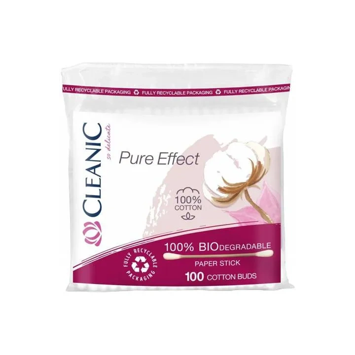 CLEANIC Pure Effect biodegradowalne patyczki higieniczne w folii 100szt